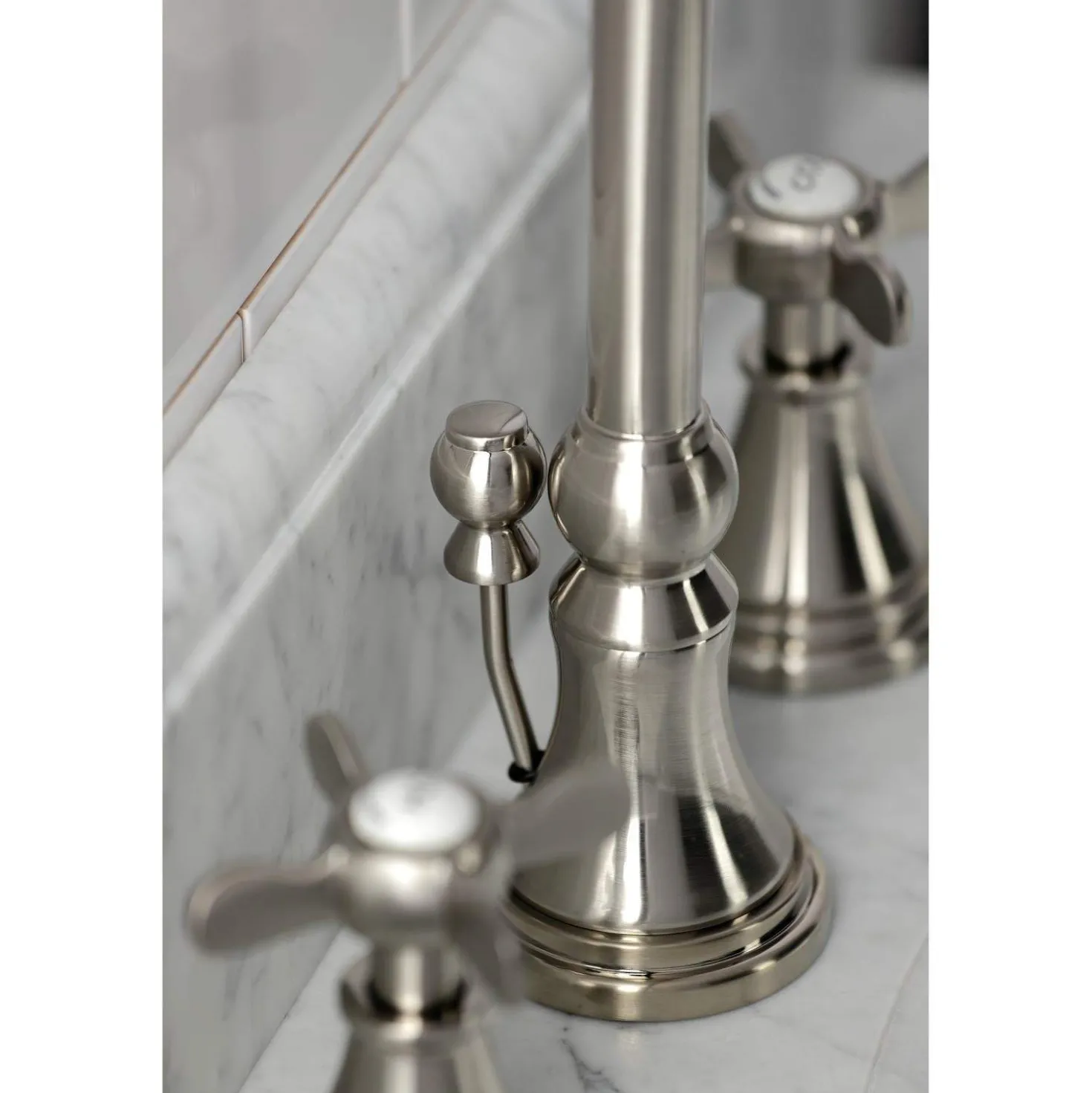 Kingston Brass KS298XBEX-P Essex Widespread Bathroom Faucet with Brass Pop-Up