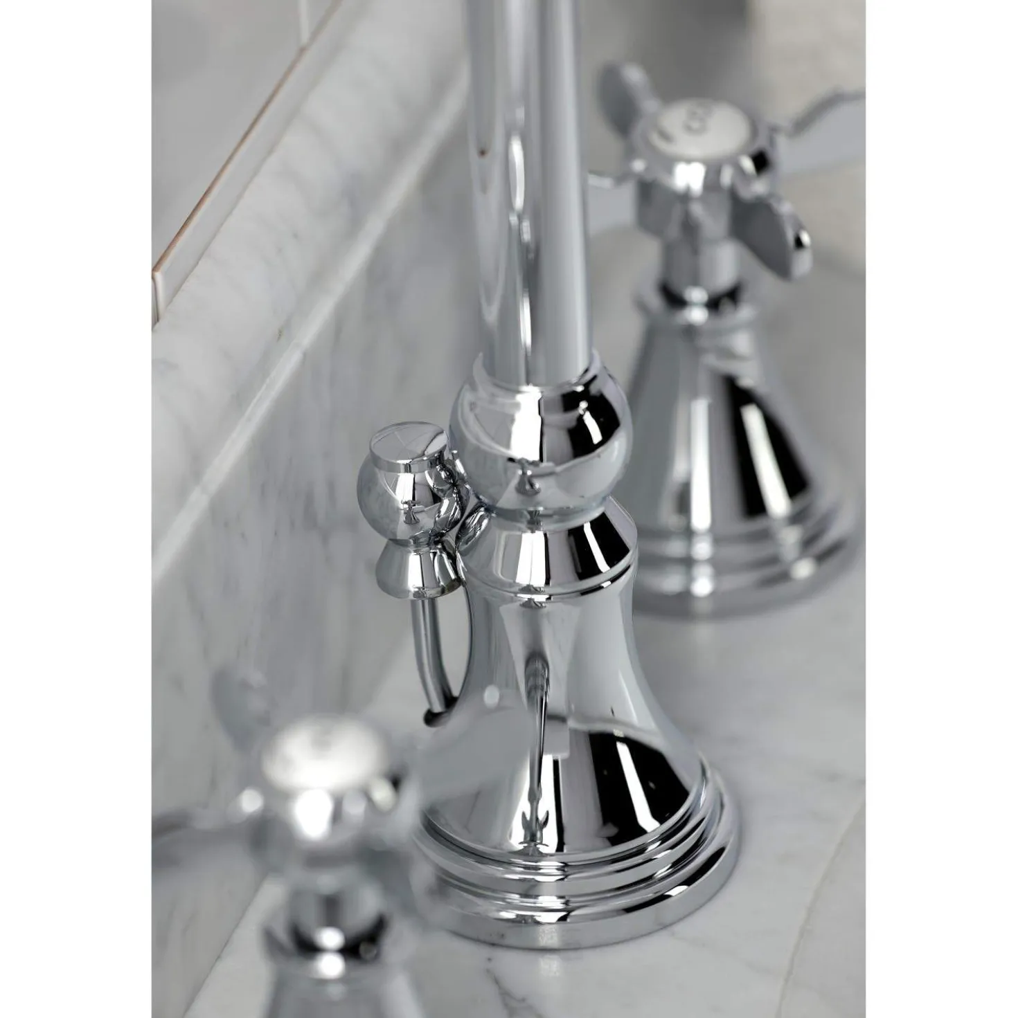 Kingston Brass KS298XBEX-P Essex Widespread Bathroom Faucet with Brass Pop-Up
