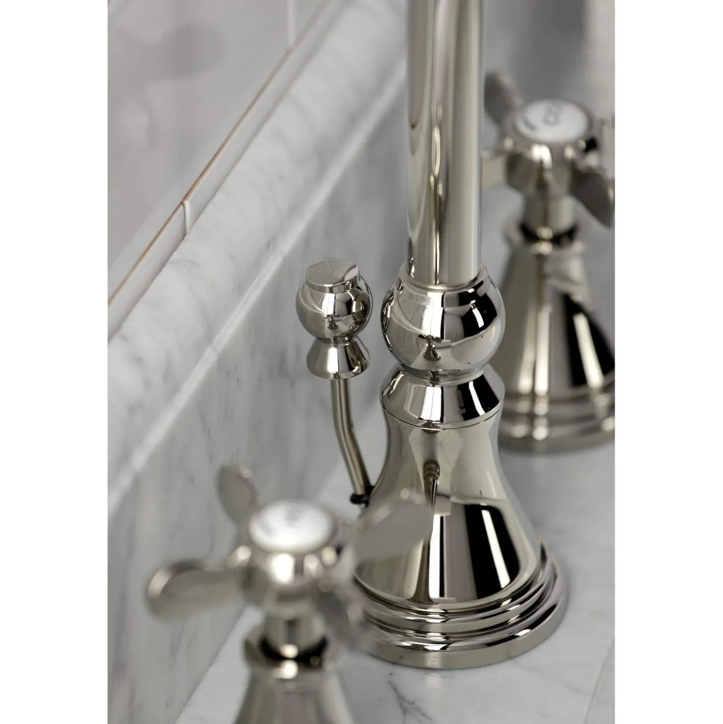 Kingston Brass KS298XBEX-P Essex Widespread Bathroom Faucet with Brass Pop-Up
