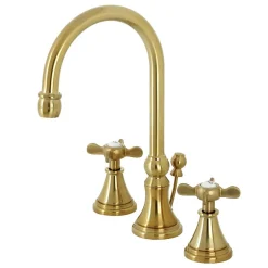 Kingston Brass KS298XBEX-P Essex Widespread Bathroom Faucet with Brass Pop-Up