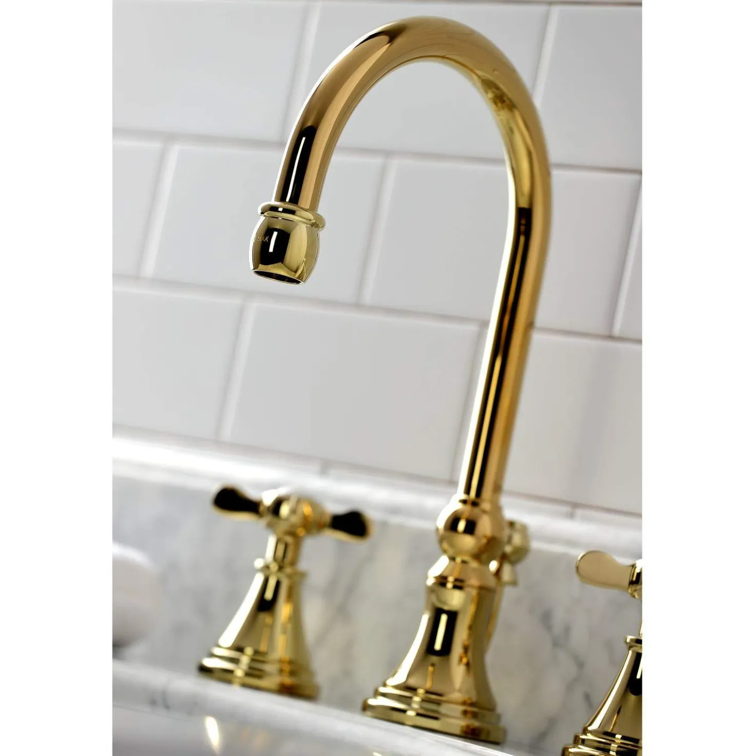 Kingston Brass KS298XBEX-P Essex Widespread Bathroom Faucet with Brass Pop-Up