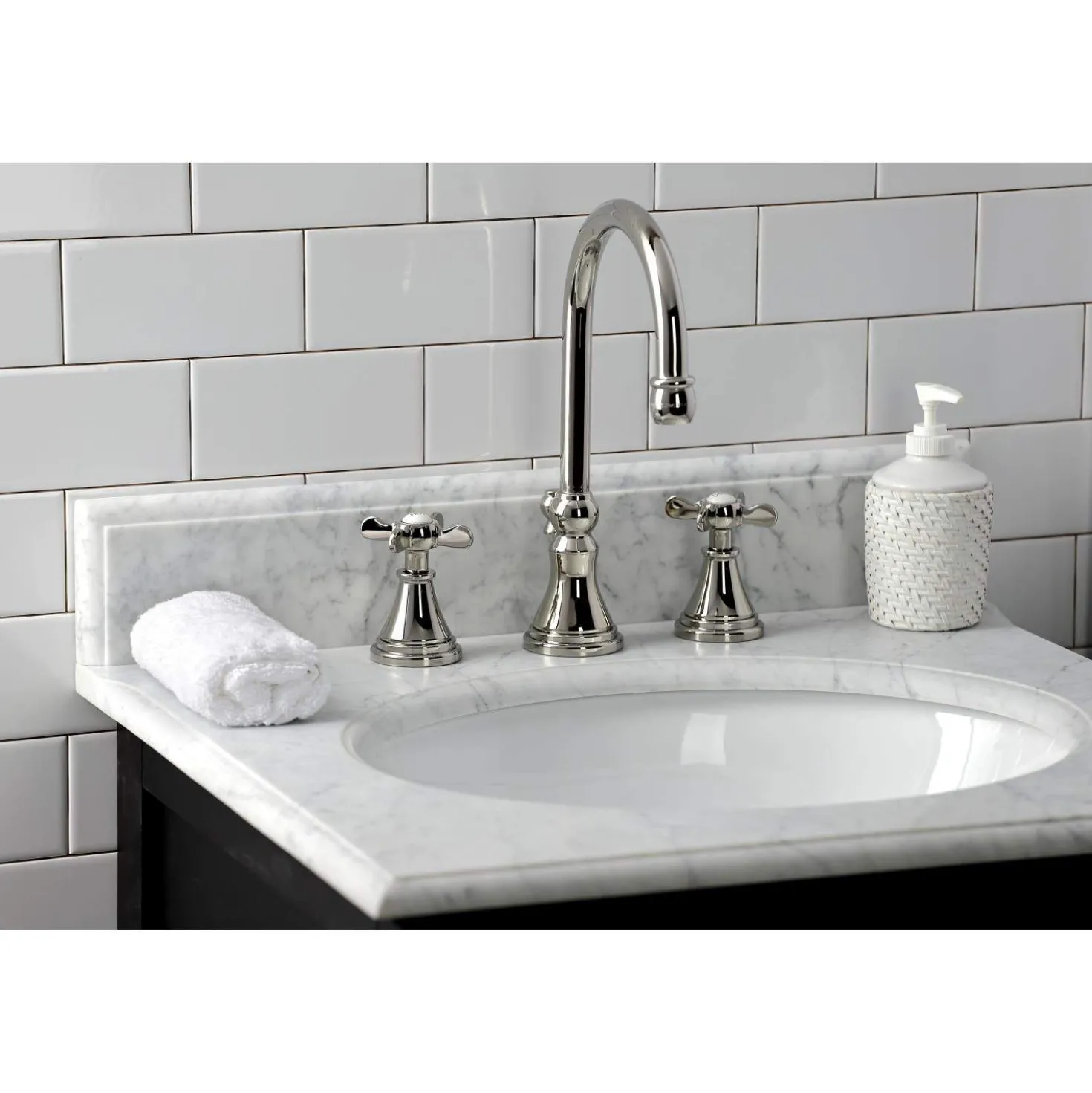 Kingston Brass KS298XBEX-P Essex Widespread Bathroom Faucet with Brass Pop-Up