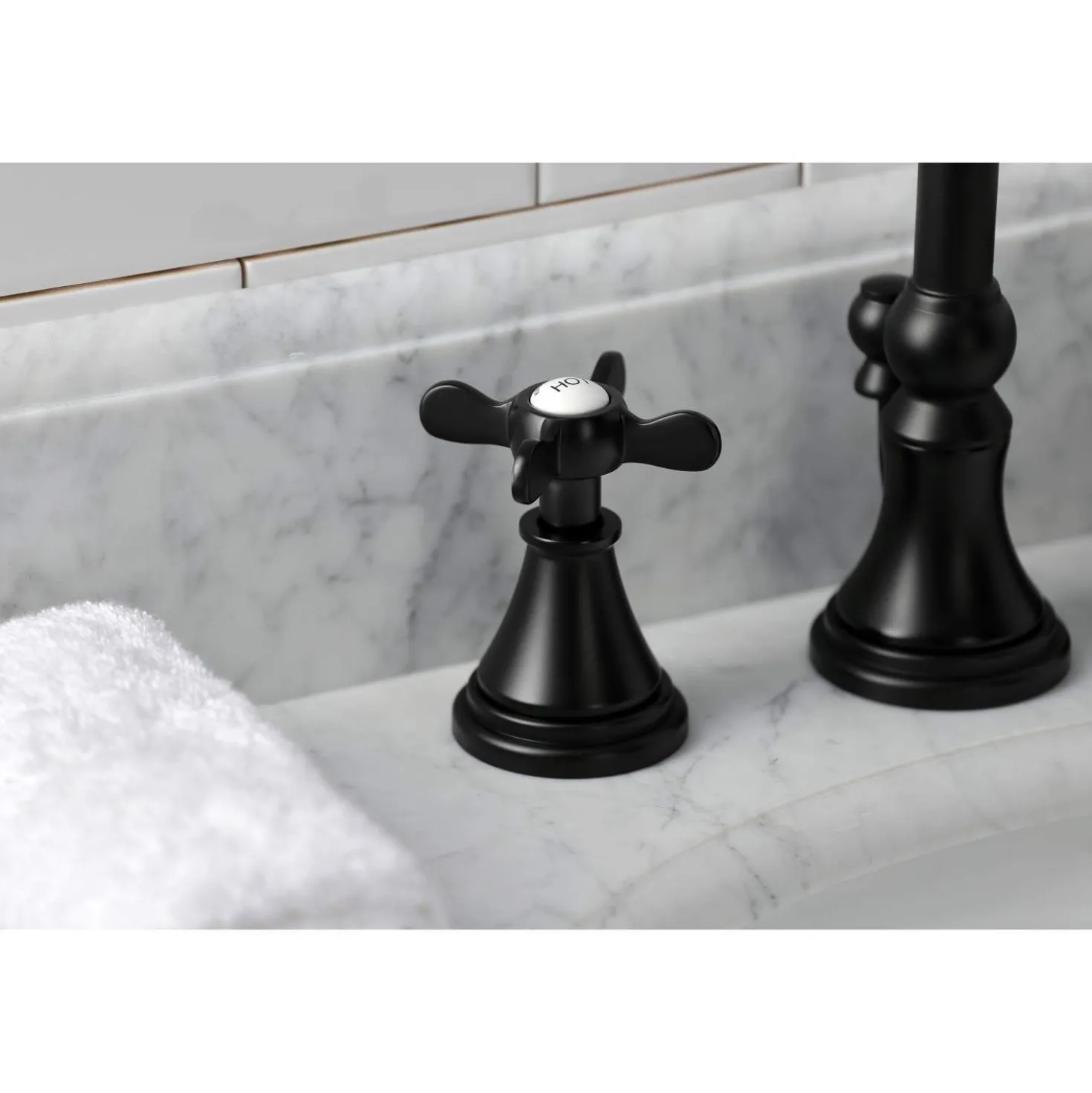 Kingston Brass KS298XBEX-P Essex Widespread Bathroom Faucet with Brass Pop-Up