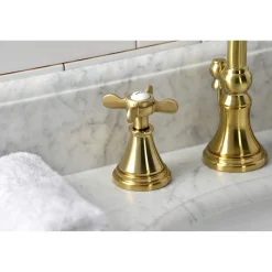 Kingston Brass KS298XBEX-P Essex Widespread Bathroom Faucet with Brass Pop-Up