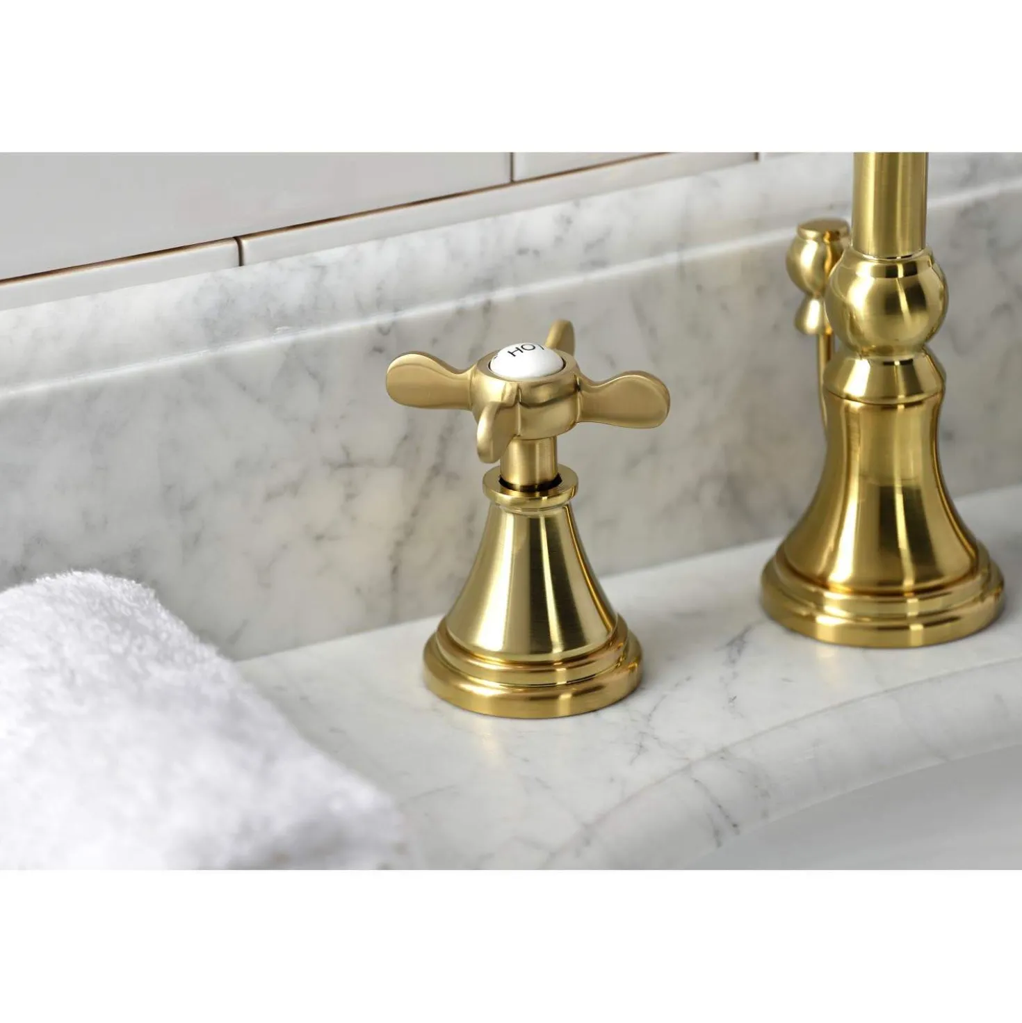 Kingston Brass KS298XBEX-P Essex Widespread Bathroom Faucet with Brass Pop-Up
