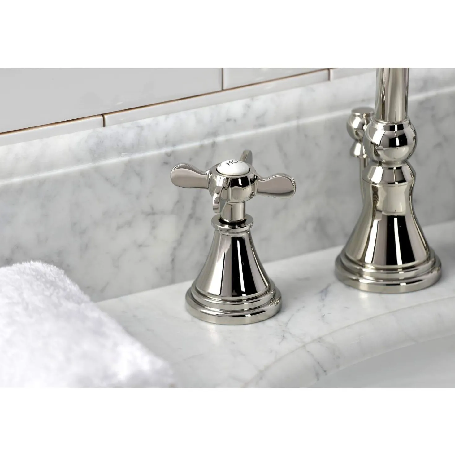 Kingston Brass KS298XBEX-P Essex Widespread Bathroom Faucet with Brass Pop-Up