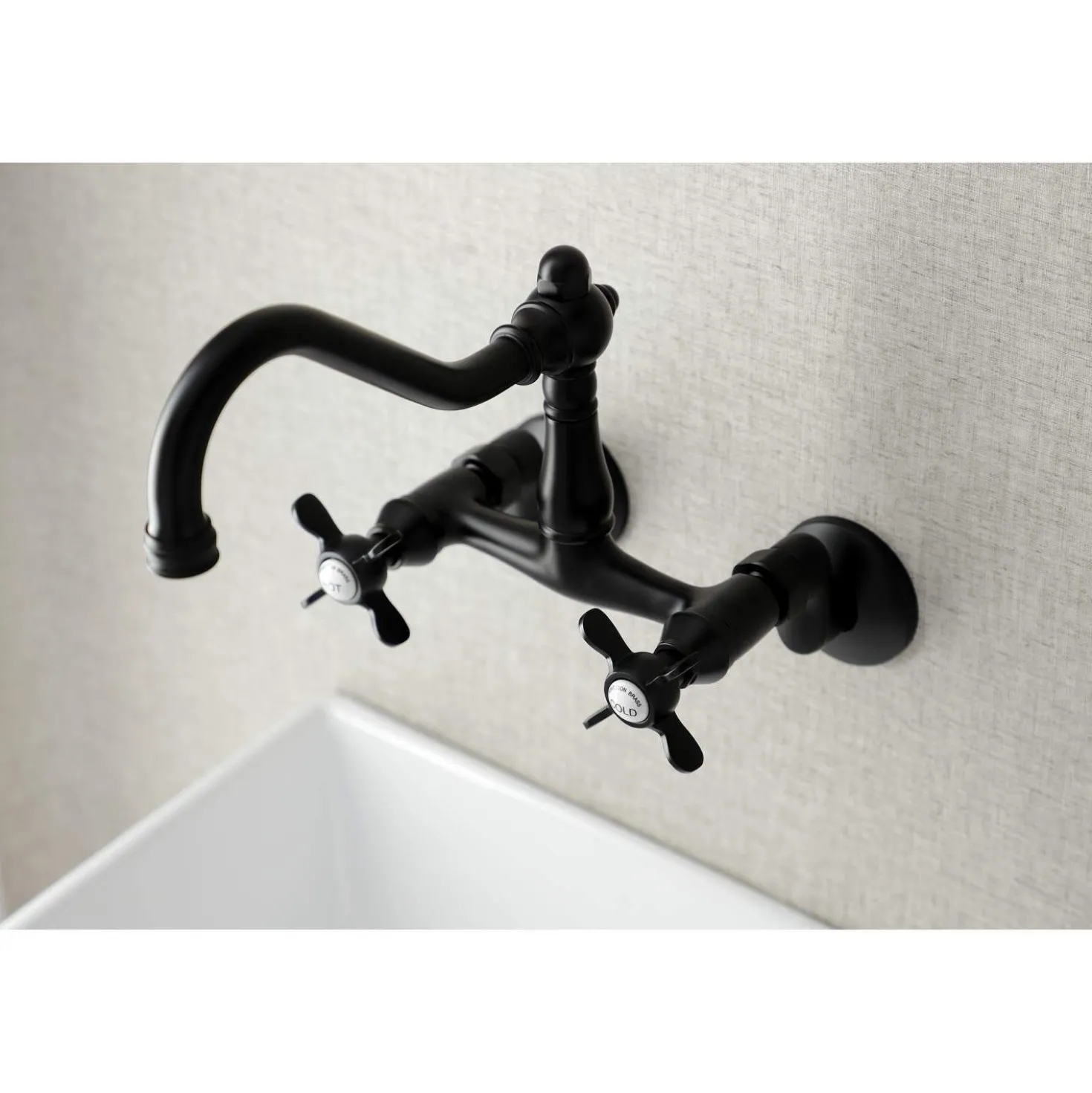 Kingston Brass KS322XBEX-P 6-Inch Adjustable Center Wall Mount Kitchen Faucet
