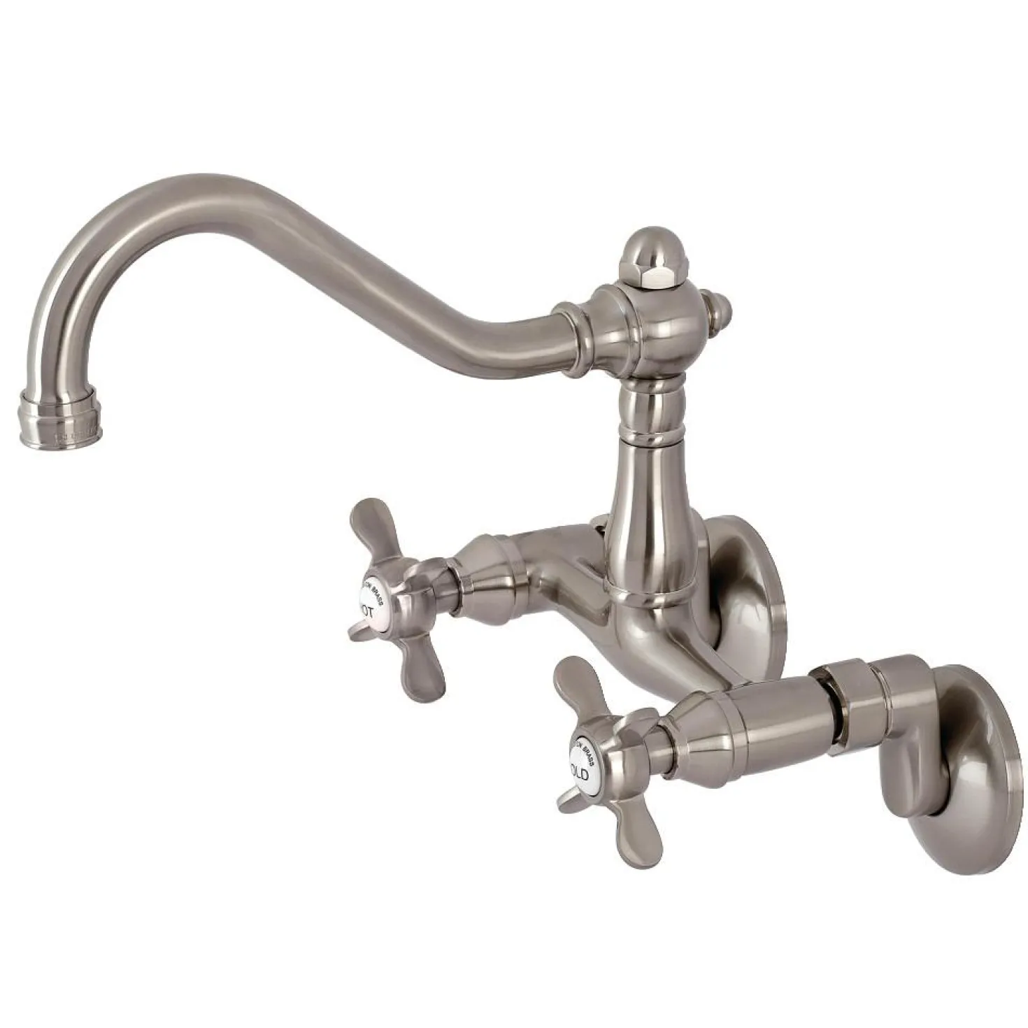 Kingston Brass KS322XBEX-P 6-Inch Adjustable Center Wall Mount Kitchen Faucet