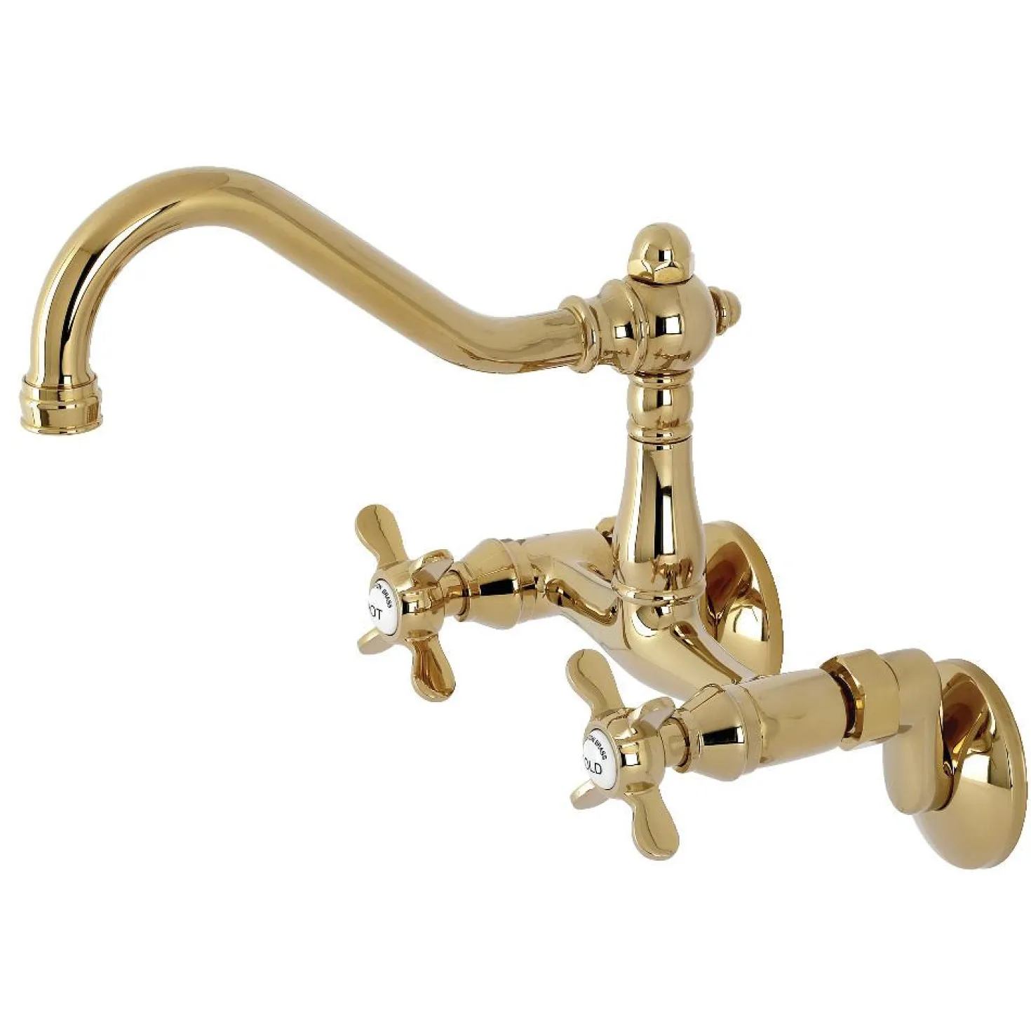 Kingston Brass KS322XBEX-P 6-Inch Adjustable Center Wall Mount Kitchen Faucet