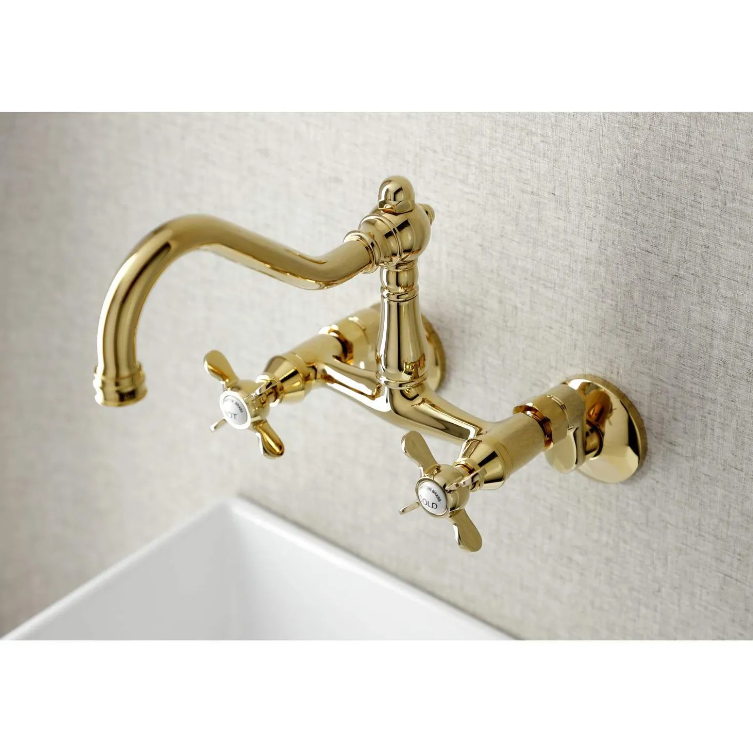 Kingston Brass KS322XBEX-P 6-Inch Adjustable Center Wall Mount Kitchen Faucet