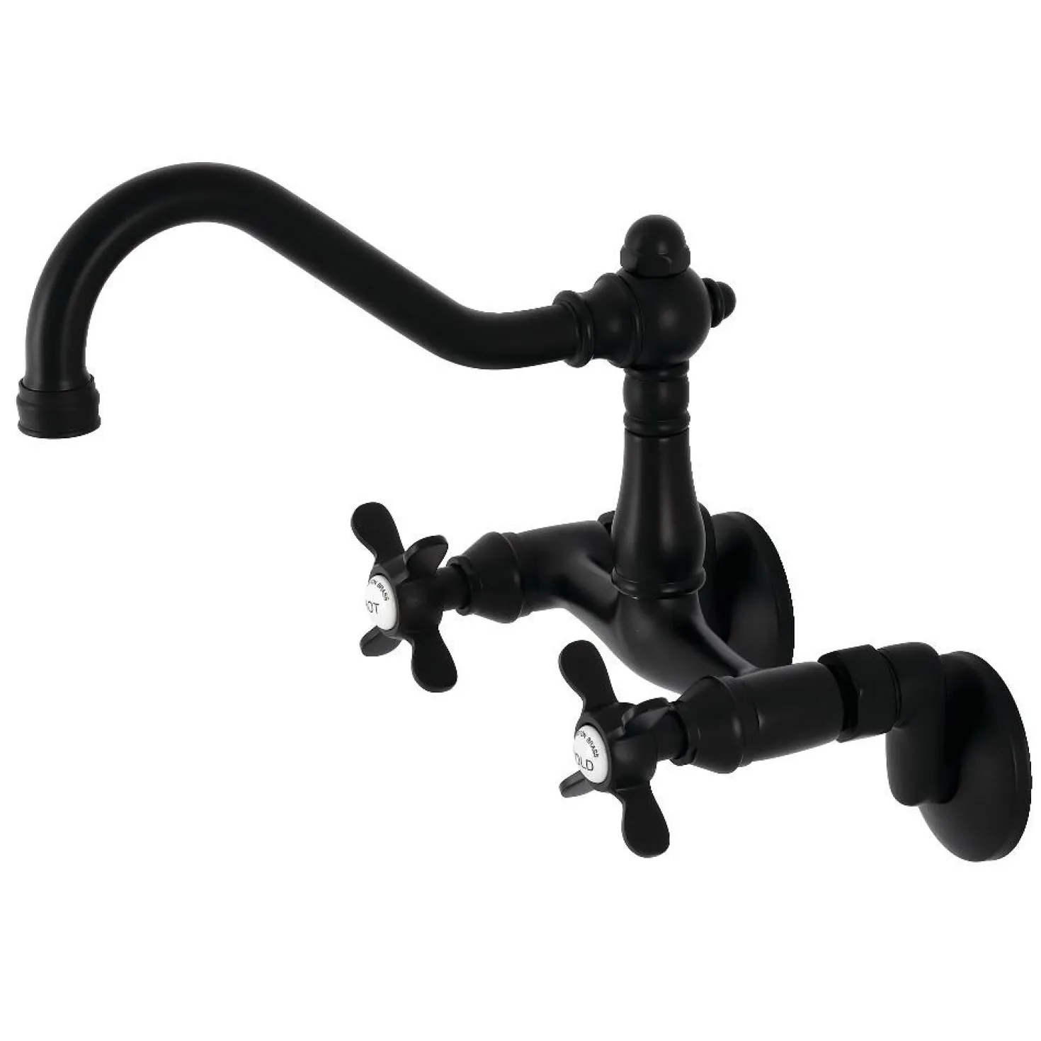 Kingston Brass KS322XBEX-P 6-Inch Adjustable Center Wall Mount Kitchen Faucet