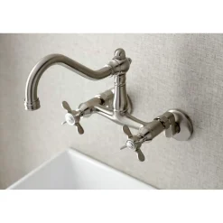 Kingston Brass KS322XBEX-P 6-Inch Adjustable Center Wall Mount Kitchen Faucet