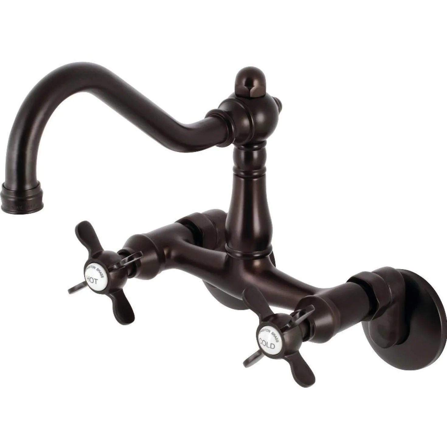 Kingston Brass KS322XBEX-P 6-Inch Adjustable Center Wall Mount Kitchen Faucet