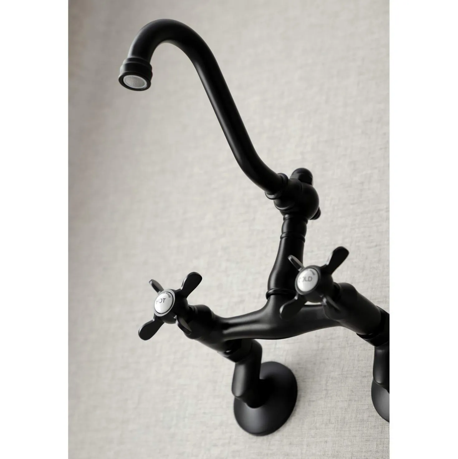 Kingston Brass KS322XBEX-P 6-Inch Adjustable Center Wall Mount Kitchen Faucet