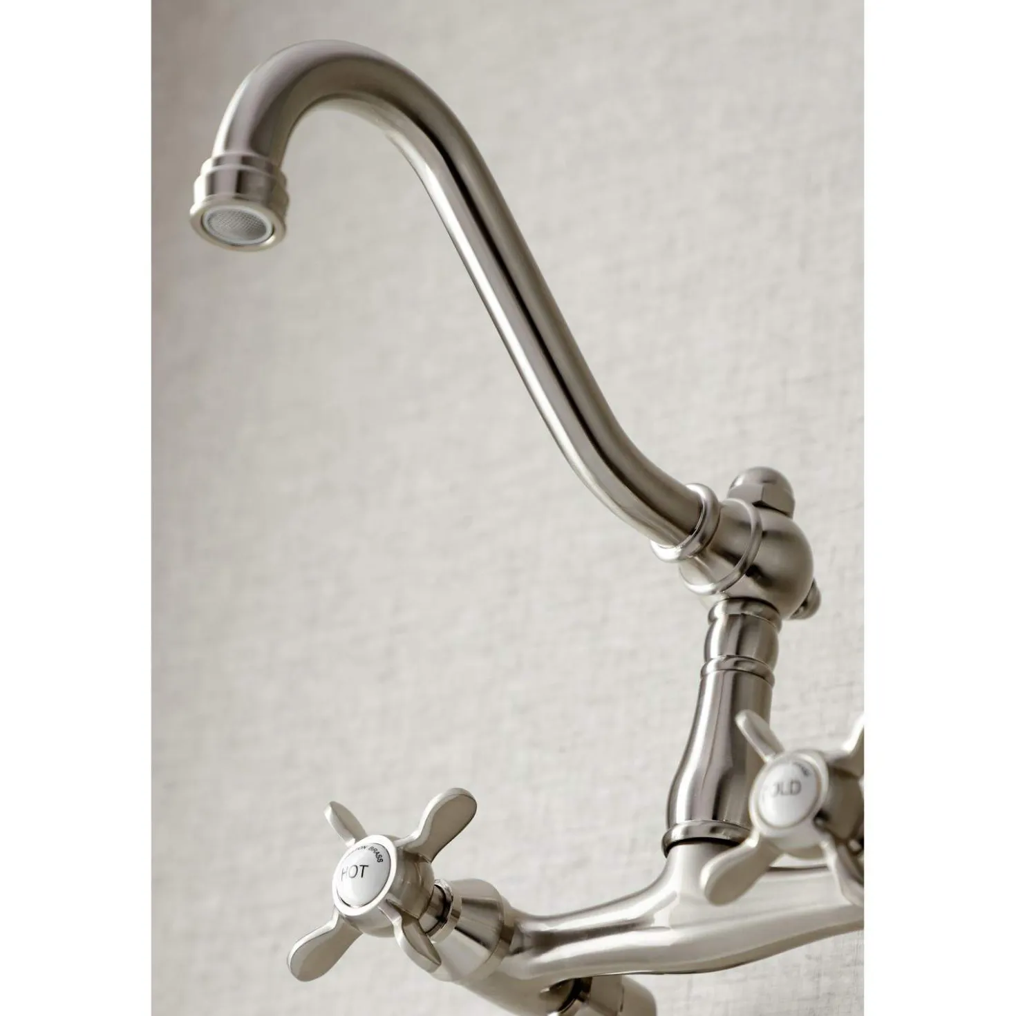 Kingston Brass KS322XBEX-P 6-Inch Adjustable Center Wall Mount Kitchen Faucet