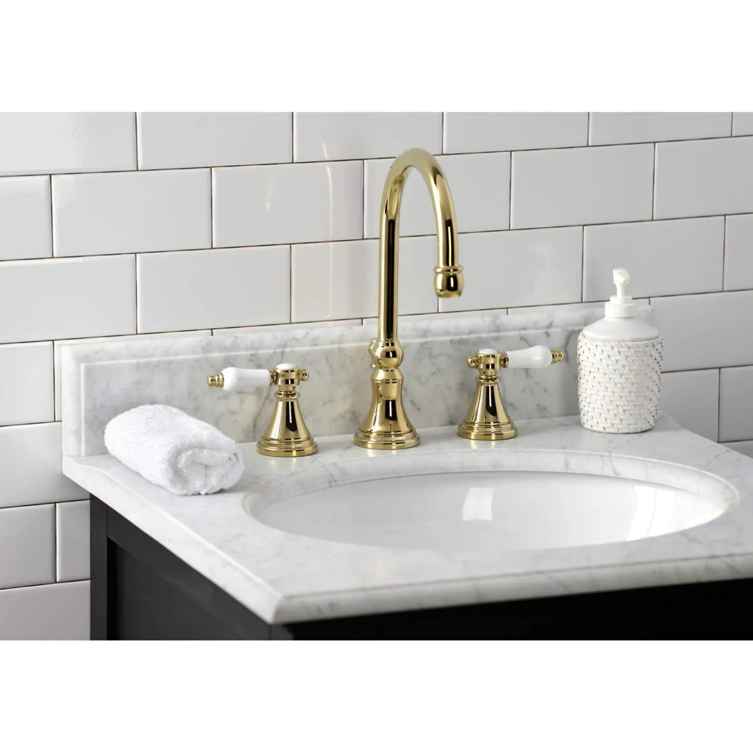 Kingston Brass KS298XBPL-P Bel Air Widespread Bathroom Faucet with Brass Pop-Up