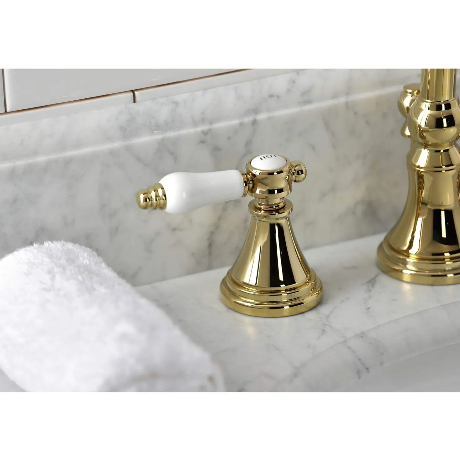 Kingston Brass KS298XBPL-P Bel Air Widespread Bathroom Faucet with Brass Pop-Up