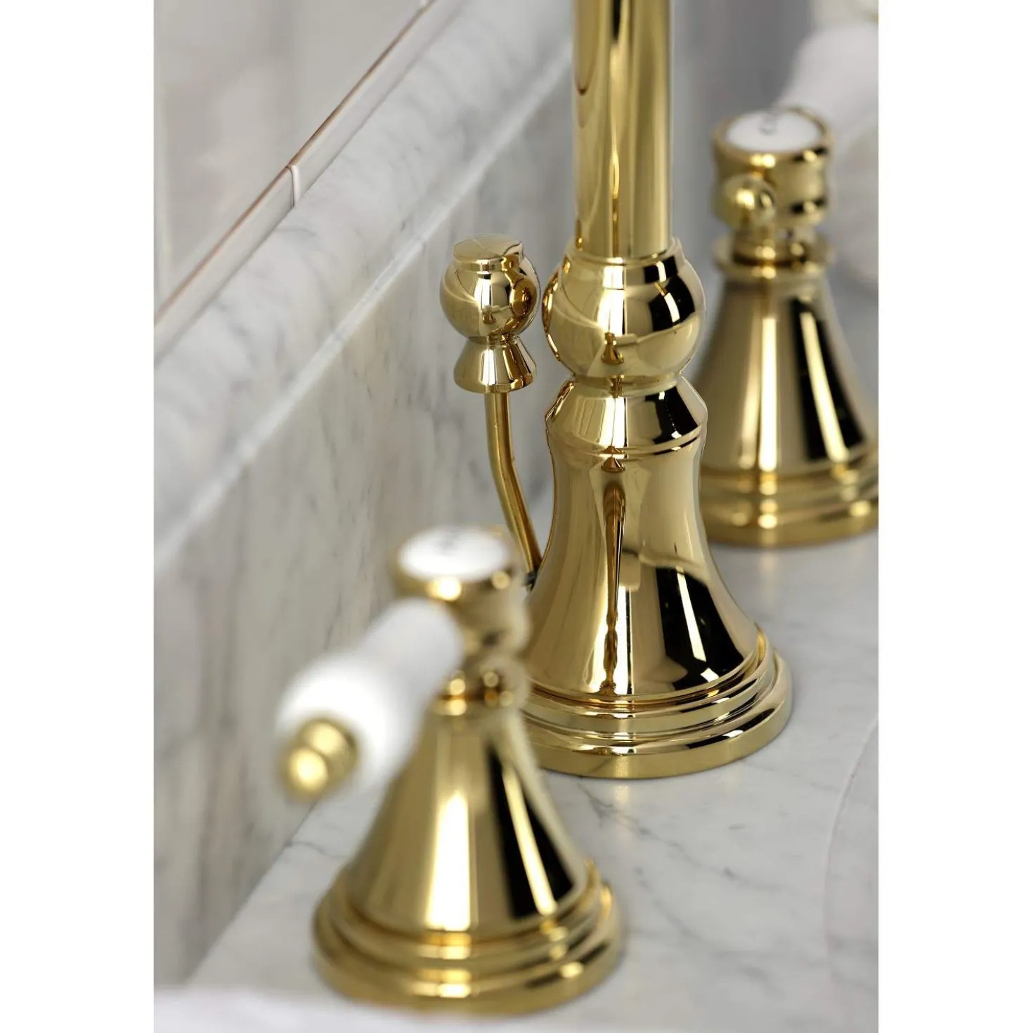 Kingston Brass KS298XBPL-P Bel Air Widespread Bathroom Faucet with Brass Pop-Up