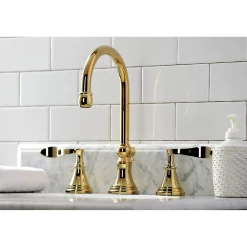 Kingston Brass KS298XCFL-P Century Widespread Bathroom Faucet with Brass Pop-Up