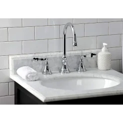 Kingston Brass KS298XCFL-P Century Widespread Bathroom Faucet with Brass Pop-Up