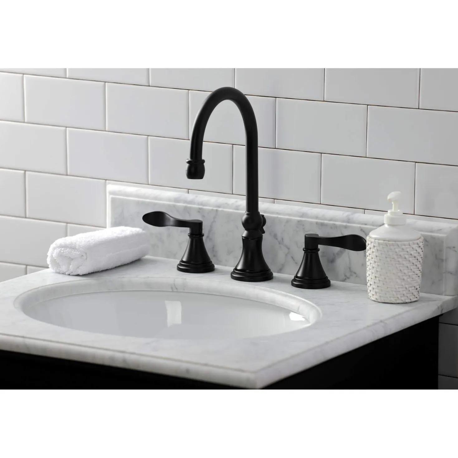 Kingston Brass KS298XDFL-P NuFrench Widespread Bathroom Faucet with Brass Pop-Up