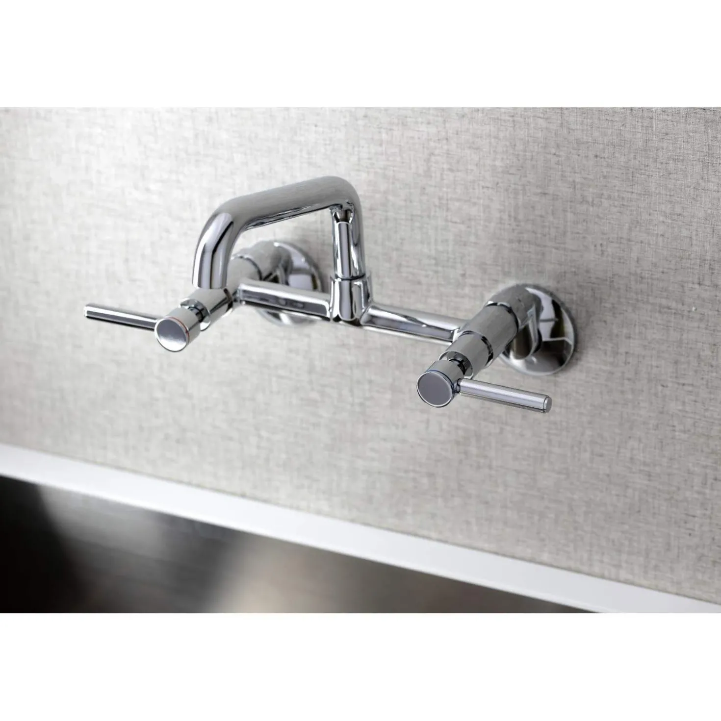 Kingston Brass KS823X-P Concord Two-Handle Wall-Mount Kitchen Faucet