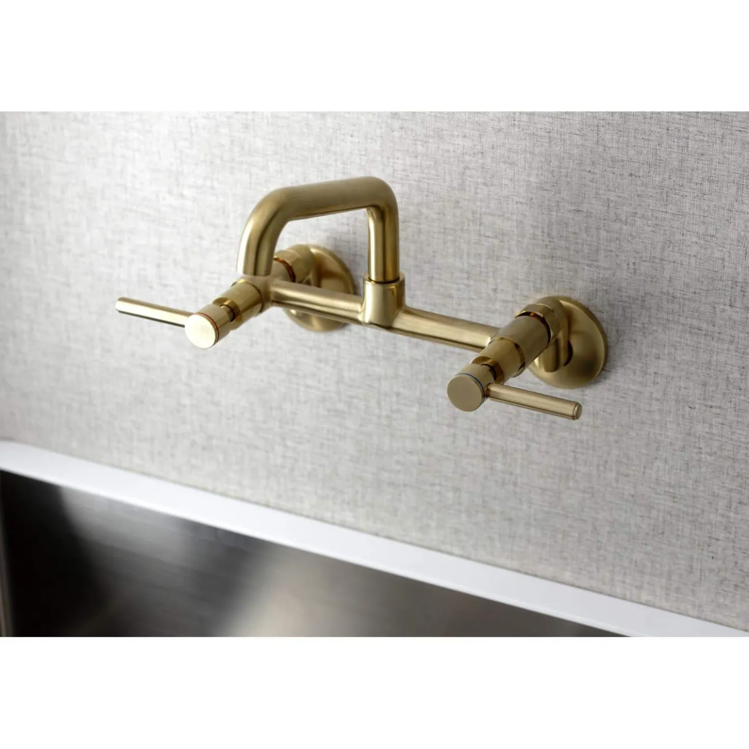 Kingston Brass KS823X-P Concord Two-Handle Wall-Mount Kitchen Faucet