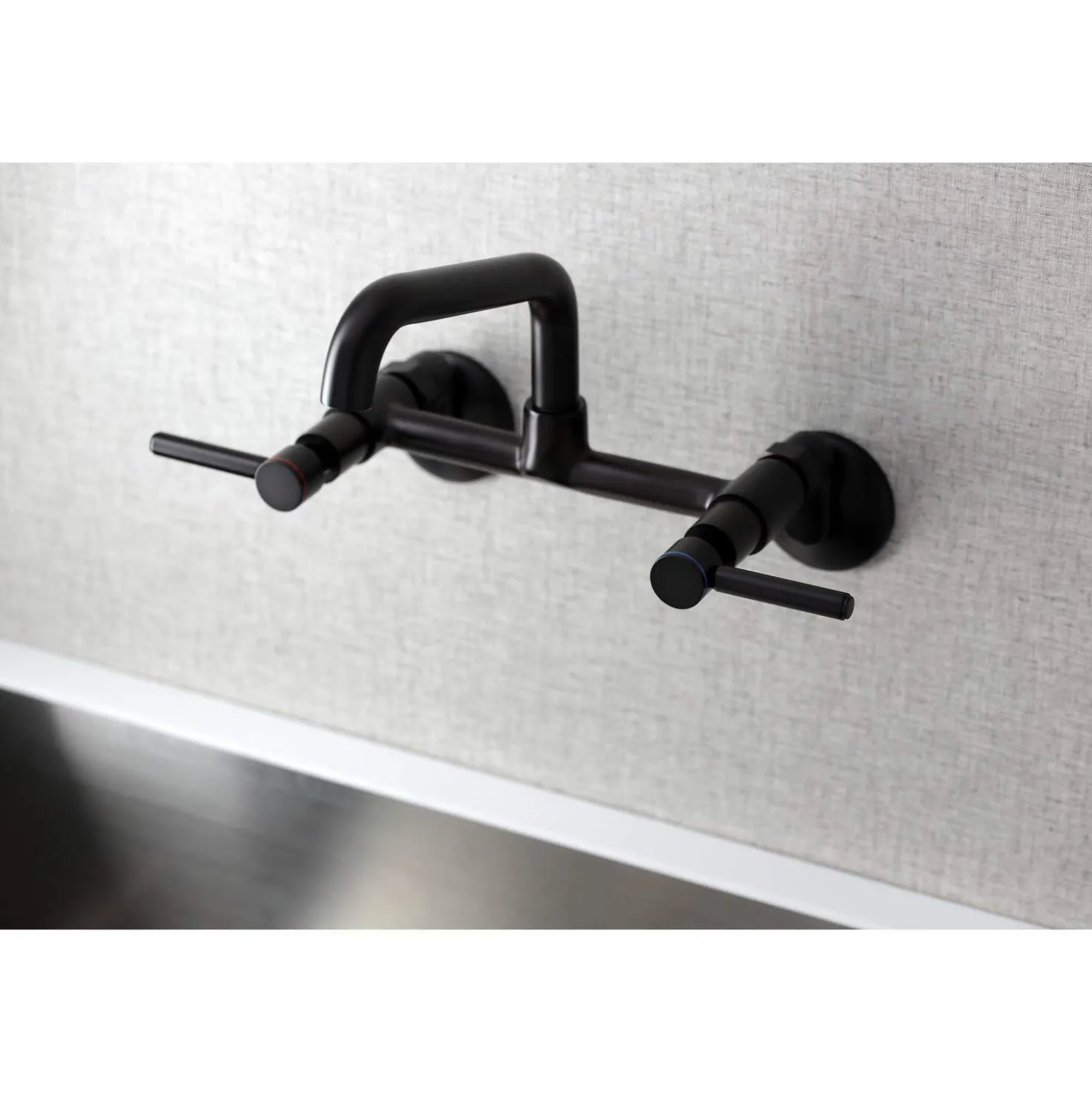 Kingston Brass KS823X-P Concord Two-Handle Wall-Mount Kitchen Faucet