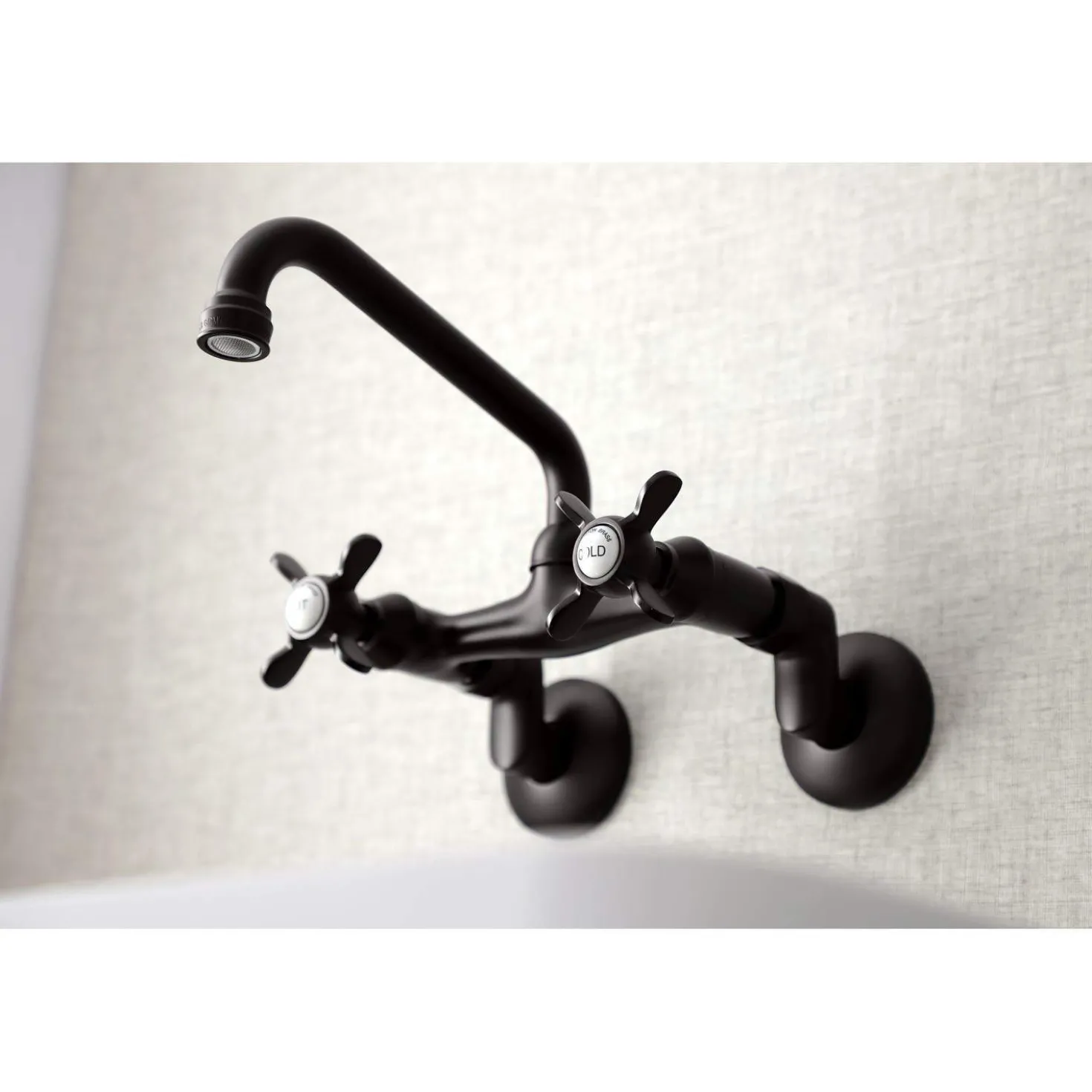 Kingston Brass KS113X-P Essex Two Handle Wall Mount Kitchen Faucet
