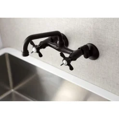Kingston Brass KS113X-P Essex Two Handle Wall Mount Kitchen Faucet