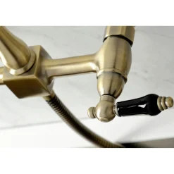 Kingston Brass KS126XPKLBS-P Duchess Wall Mount Bridge Kitchen Faucet with Brass Sprayer