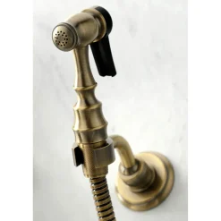 Kingston Brass KS126XPKLBS-P Duchess Wall Mount Bridge Kitchen Faucet with Brass Sprayer