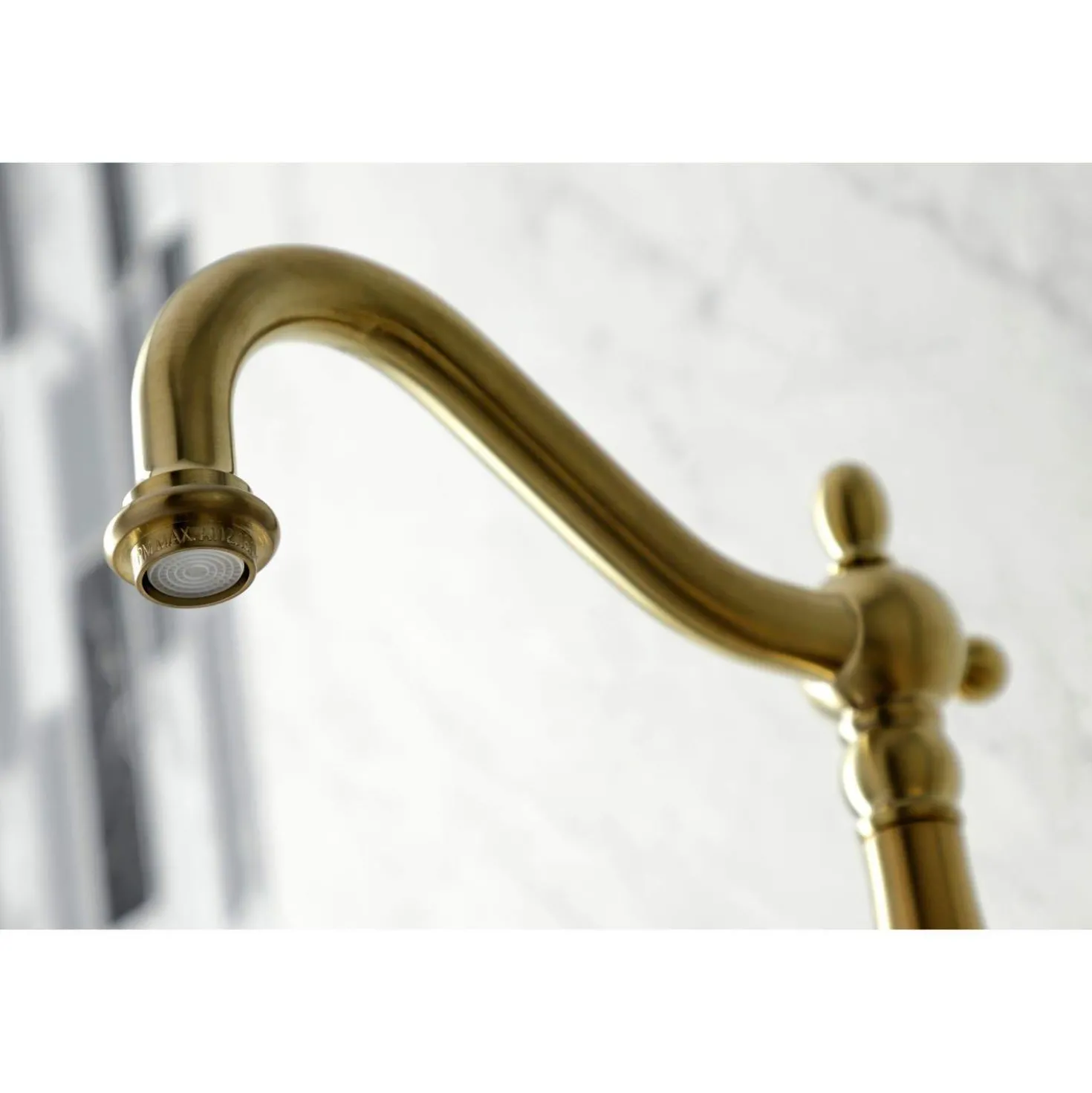 Kingston Brass KS126XPKLBS-P Duchess Wall Mount Bridge Kitchen Faucet with Brass Sprayer