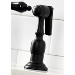Kingston Brass KS727XPKLBS-P Duchess Bridge Kitchen Faucet with Brass Sprayer