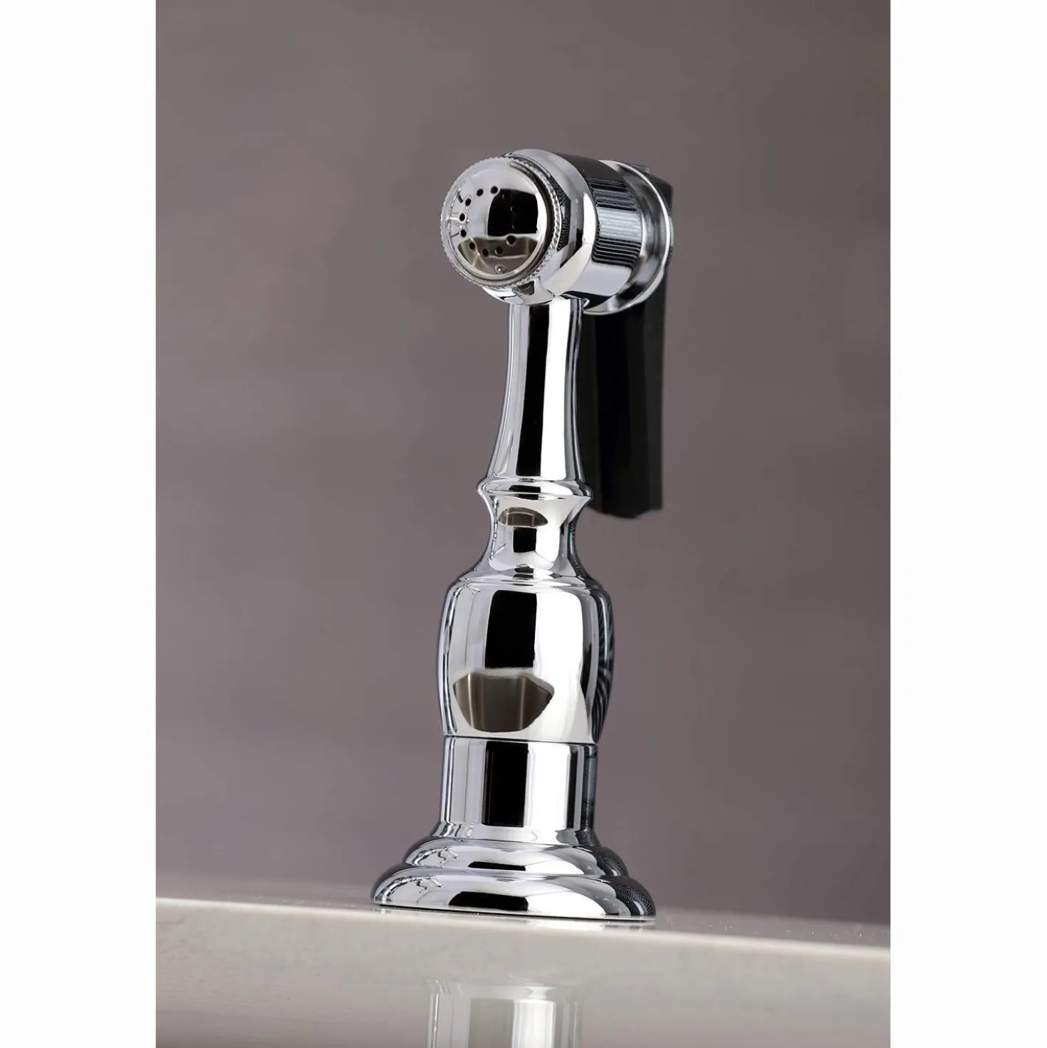 Kingston Brass KS727XPKLBS-P Duchess Bridge Kitchen Faucet with Brass Sprayer