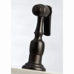 Kingston Brass KS727XPKLBS-P Duchess Bridge Kitchen Faucet with Brass Sprayer
