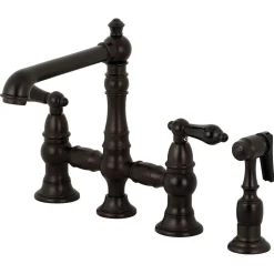 Kingston Brass KS727XPKLBS-P Duchess Bridge Kitchen Faucet with Brass Sprayer
