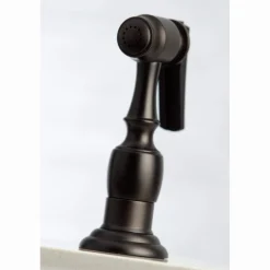 Kingston Brass KS327XPKLBS-P Duchess Bridge Kitchen Faucet with Brass Sprayer