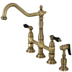 Kingston Brass KS127XPKLBS-P Duchess Bridge Kitchen Faucet with Brass Sprayer
