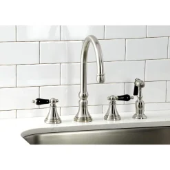 Kingston Brass KS279XPKLBS-P Duchess Widespread Kitchen Faucet with Brass Sprayer