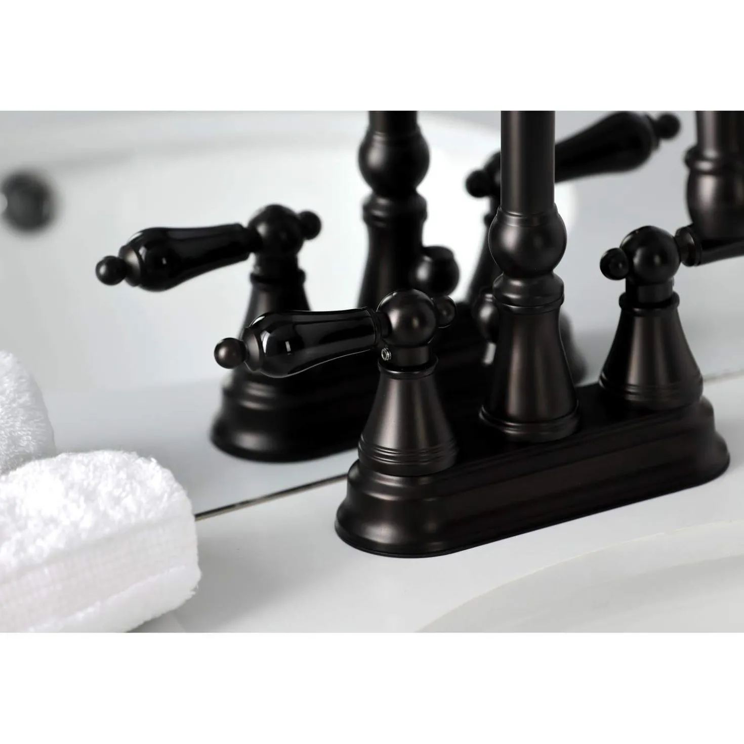 Kingston Brass KS261XPKL-P Duchess 4 in. Centerset Bathroom Faucet with Brass Pop-Up