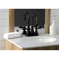 Kingston Brass KS261XPKL-P Duchess 4 in. Centerset Bathroom Faucet with Brass Pop-Up