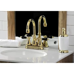 Kingston Brass KS261XPKL-P Duchess 4 in. Centerset Bathroom Faucet with Brass Pop-Up