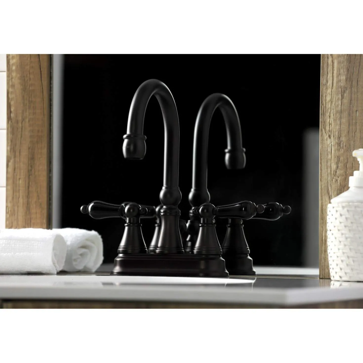 Kingston Brass KS261XPKL-P Duchess 4 in. Centerset Bathroom Faucet with Brass Pop-Up