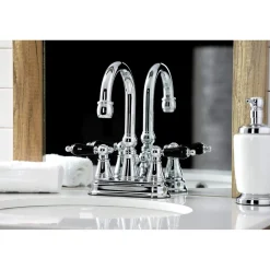 Kingston Brass KS261XPKL-P Duchess 4 in. Centerset Bathroom Faucet with Brass Pop-Up