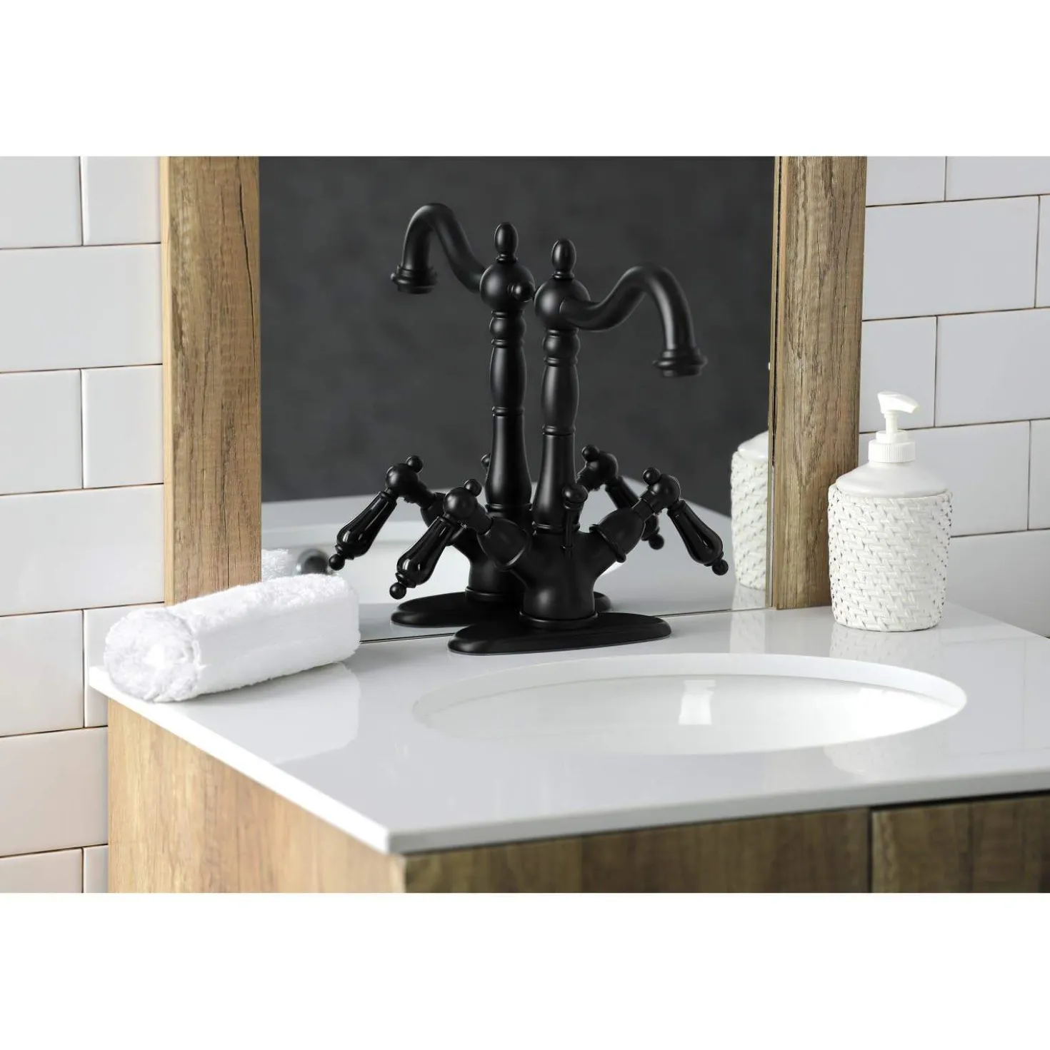 Kingston Brass KS143XPKL-P Duchess Two-Handle Bathroom Faucet with Brass Pop-Up and Cover Plate