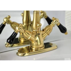 Kingston Brass KS143XPKL-P Duchess Two-Handle Bathroom Faucet with Brass Pop-Up and Cover Plate