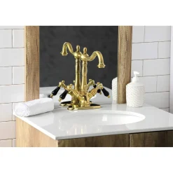 Kingston Brass KS143XPKL-P Duchess Two-Handle Bathroom Faucet with Brass Pop-Up and Cover Plate