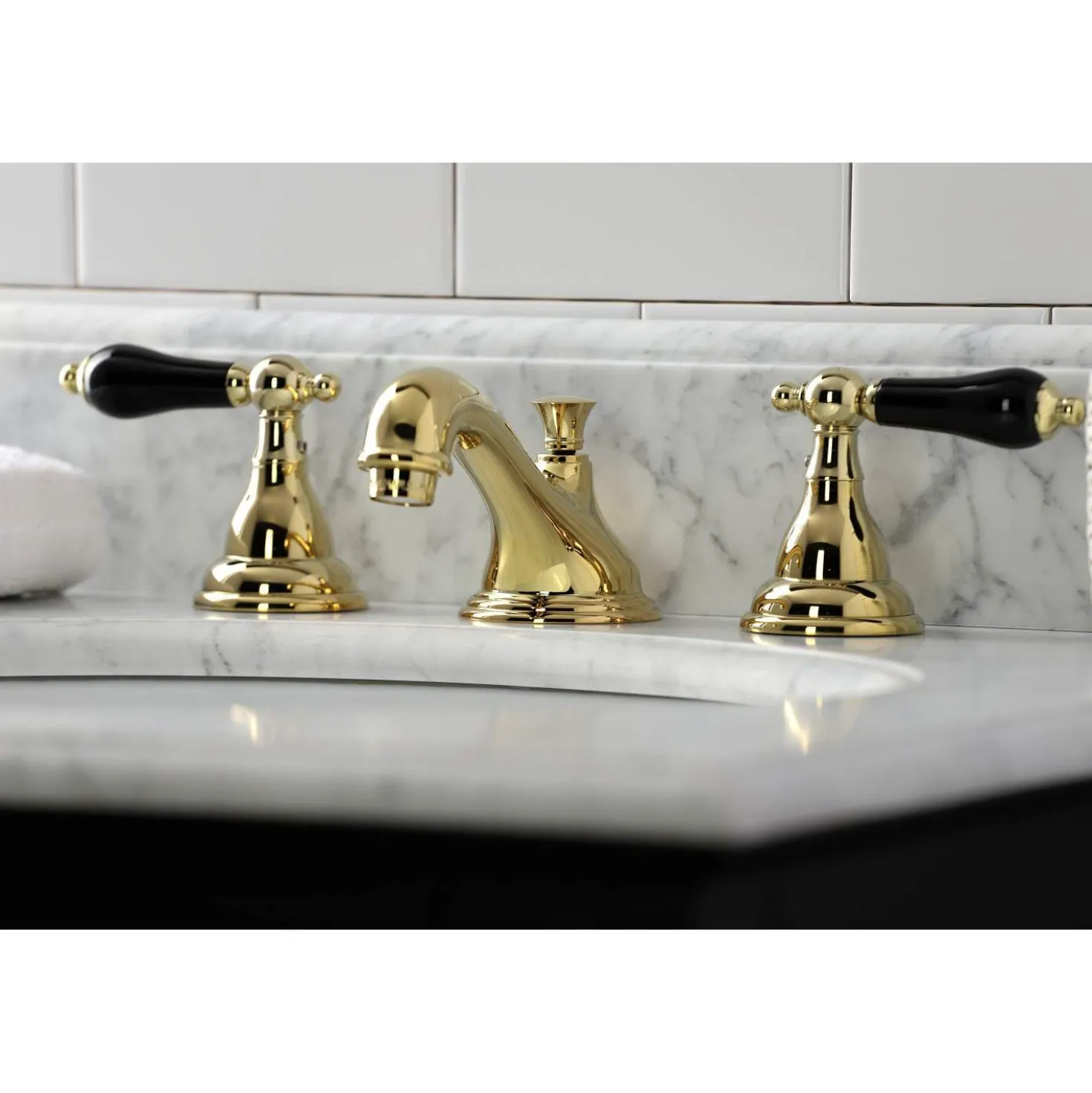 Kingston Brass KS556XPKL-P Duchess Widespread Bathroom Faucet with Brass Pop-Up
