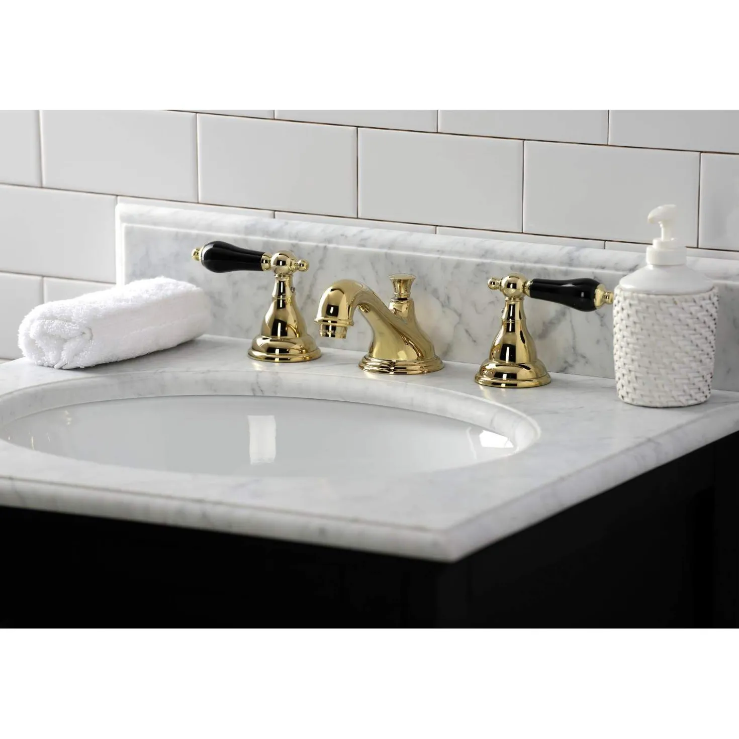 Kingston Brass KS556XPKL-P Duchess Widespread Bathroom Faucet with Brass Pop-Up